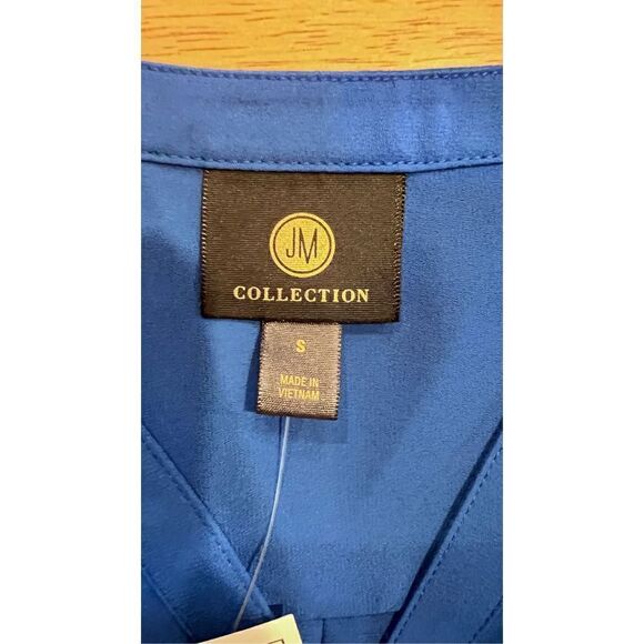 JM COLLECTION BLUE 1/2 BUTTON BLOUSE WOMENS SIZE S NEW P1-178 - Picture 5 of 11